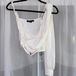 Cream crop top wrap around and tie